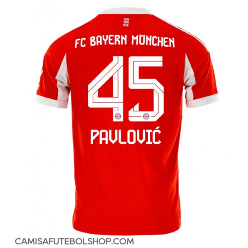 Camisa de time de futebol Bayern Munich Aleksandar Pavlovic #45 Replicas 1º Equipamento 2025-26 Manga Curta
